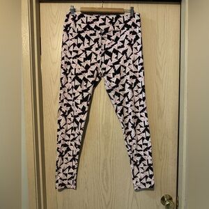 LuLaRoe Paper Airplane Leggings Black White Hot Pink Tall and Curvy size XL
